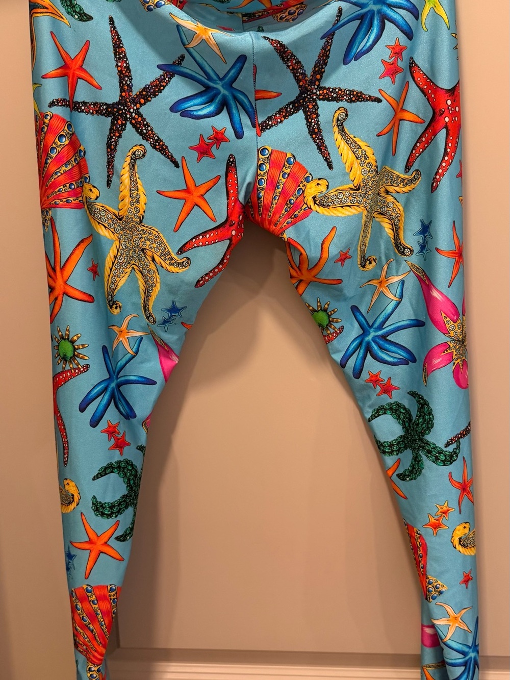 Versace Multicolor Sea Life Print Leggings 2022 Summer Collection